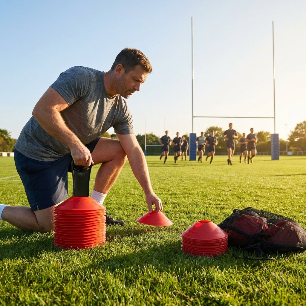 Rugby Training Marker Cones in multiple colours with cone stand