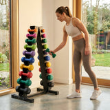 Dumbbell tree rack for home and gym, steel and rubber construction
