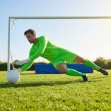Vibrant men's goalkeeper kit in fluro green with long sleeves