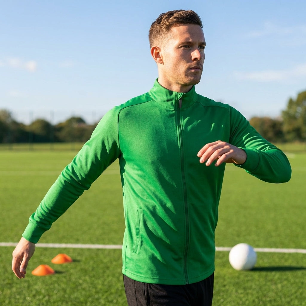 Men’s Full Zip Tracksuit Jacket in polyester for sports and casual wear