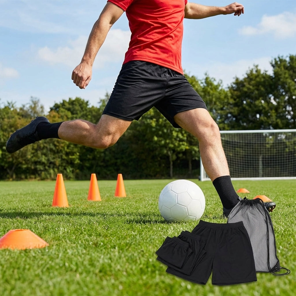 Men's football shorts made from lightweight polyester, ideal for matches