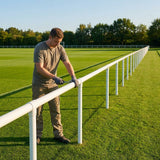 Football pitch barrier made of galvanised steel for club grounds