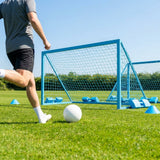 Folding football goal with aluminium frame and high-impact net