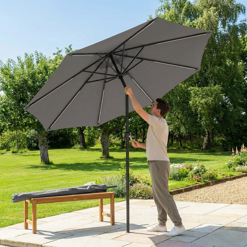 Garden Parasol 2.7m with steel frame and UV protection
