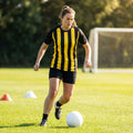 Women's striped football shirts in various colours and sizes
