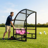 Sports team shelter with aluminium frame and multiple colour options