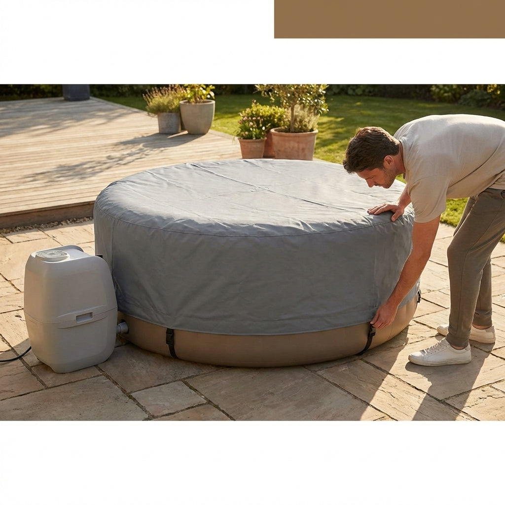 Hot Tub Thermal Cover in Grey with Double Insulation