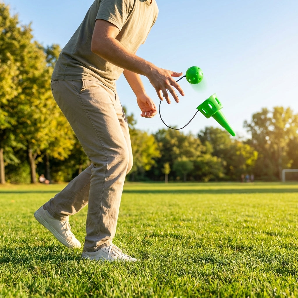 Plastic Cup & Ball Game in vibrant colours for indoor and outdoor fun
