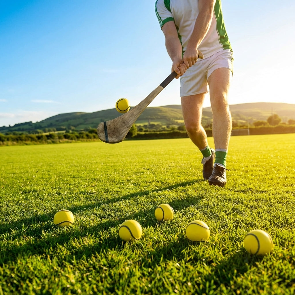 Hurling Match Balls in White and Fluro Yellow with Durable PU Core