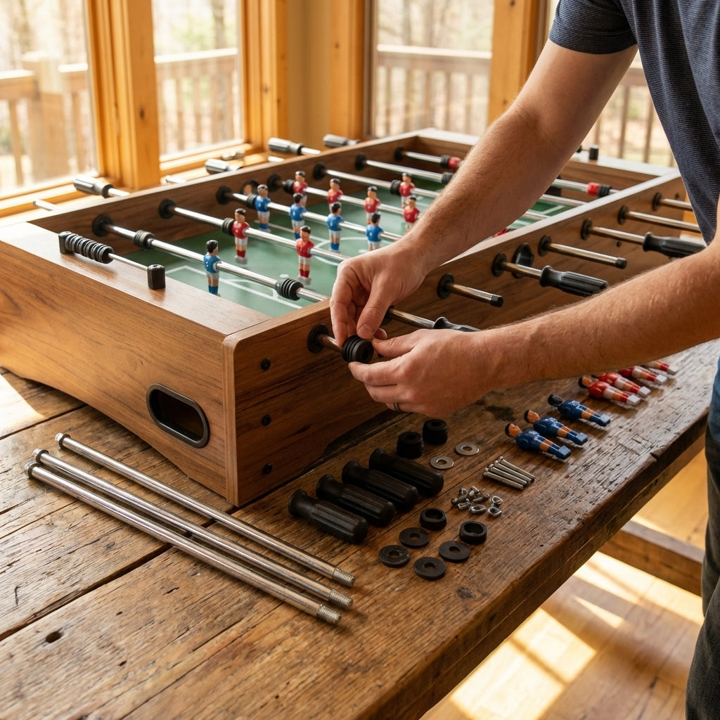Table football spare parts, including legs and rods