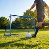 Folding football goal with aluminium frame and high-impact net