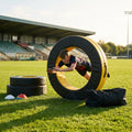 Adjustable tackle ring for rugby training in yellow and black