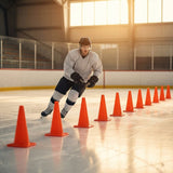 Vibrant ice hockey training cones in various sizes and colours