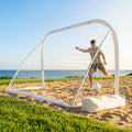 Beach football goal with fluorescent net and aluminium frame