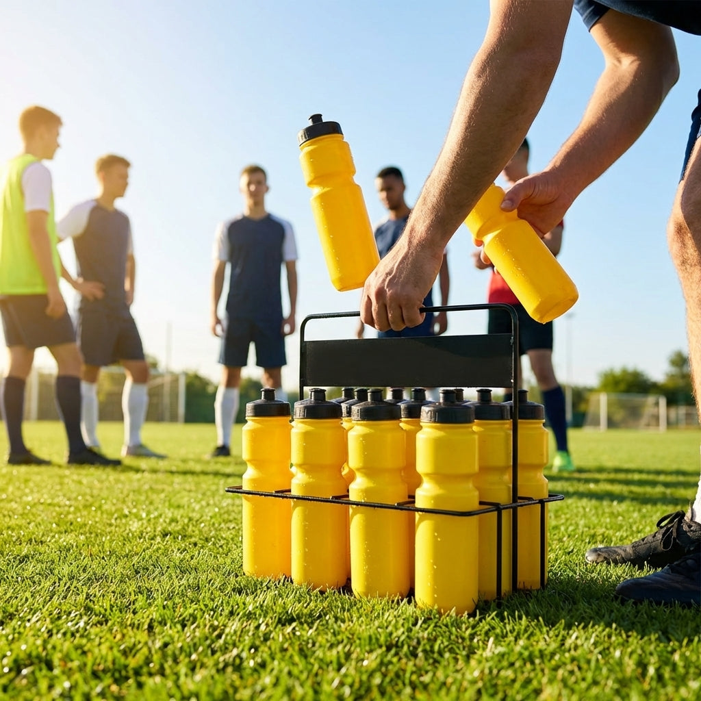Hygienic water bottle with contactless nozzle for sports use