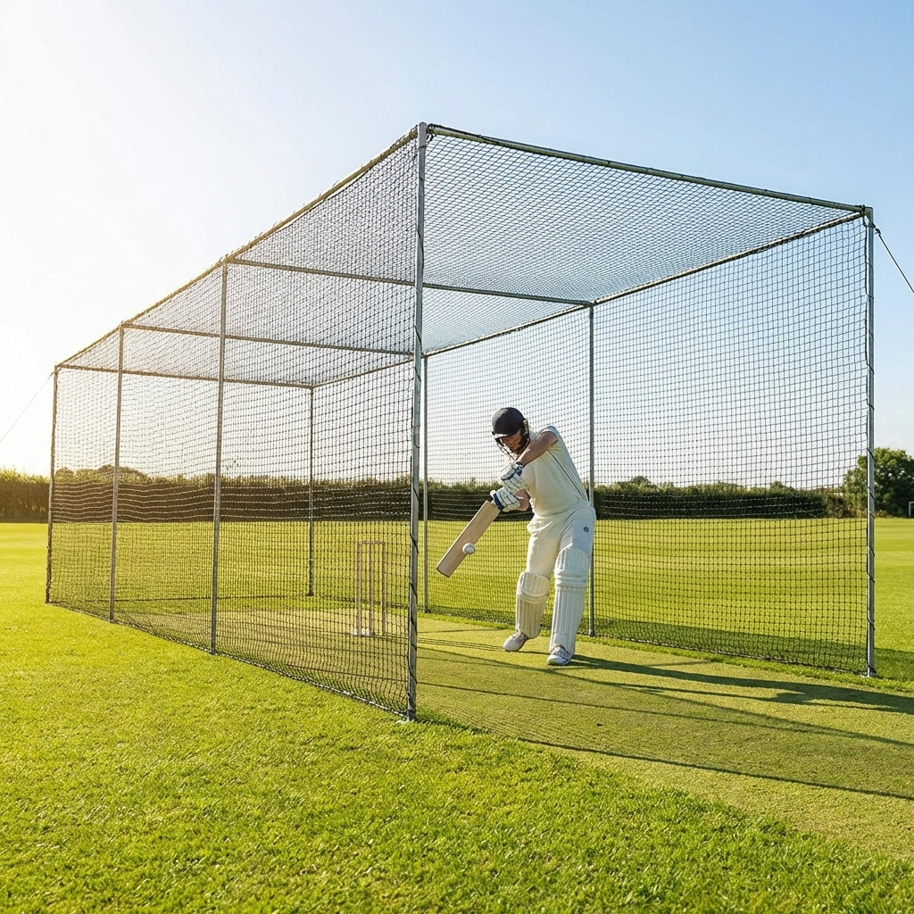 Cricket nets made from HDPE, available in various sizes for indoor and outdoor use
