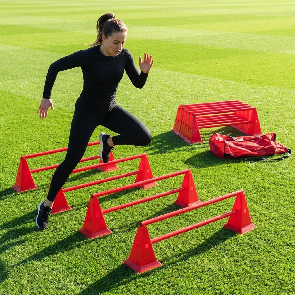 Tri cone hurdles set for sports training available in multiple colours