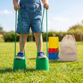 Kids bucket stilts in vibrant colours for indoor and outdoor play
