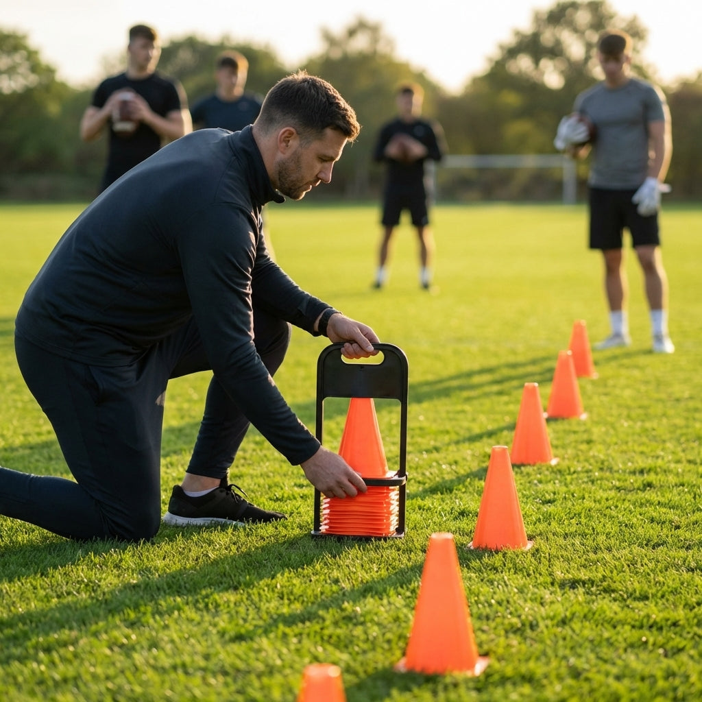 Training marker cones in vibrant colours for sports training