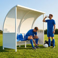 Heavy duty aluminium team shelter with moulded seats