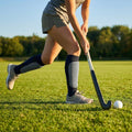 Hockey shin pads with polypropylene shell and EVA foam lining for field protection