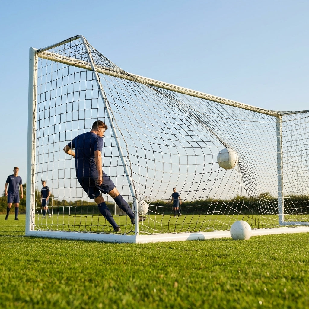 Football goal nets 24 x 8 ft, durable HDPE for clubs and schools