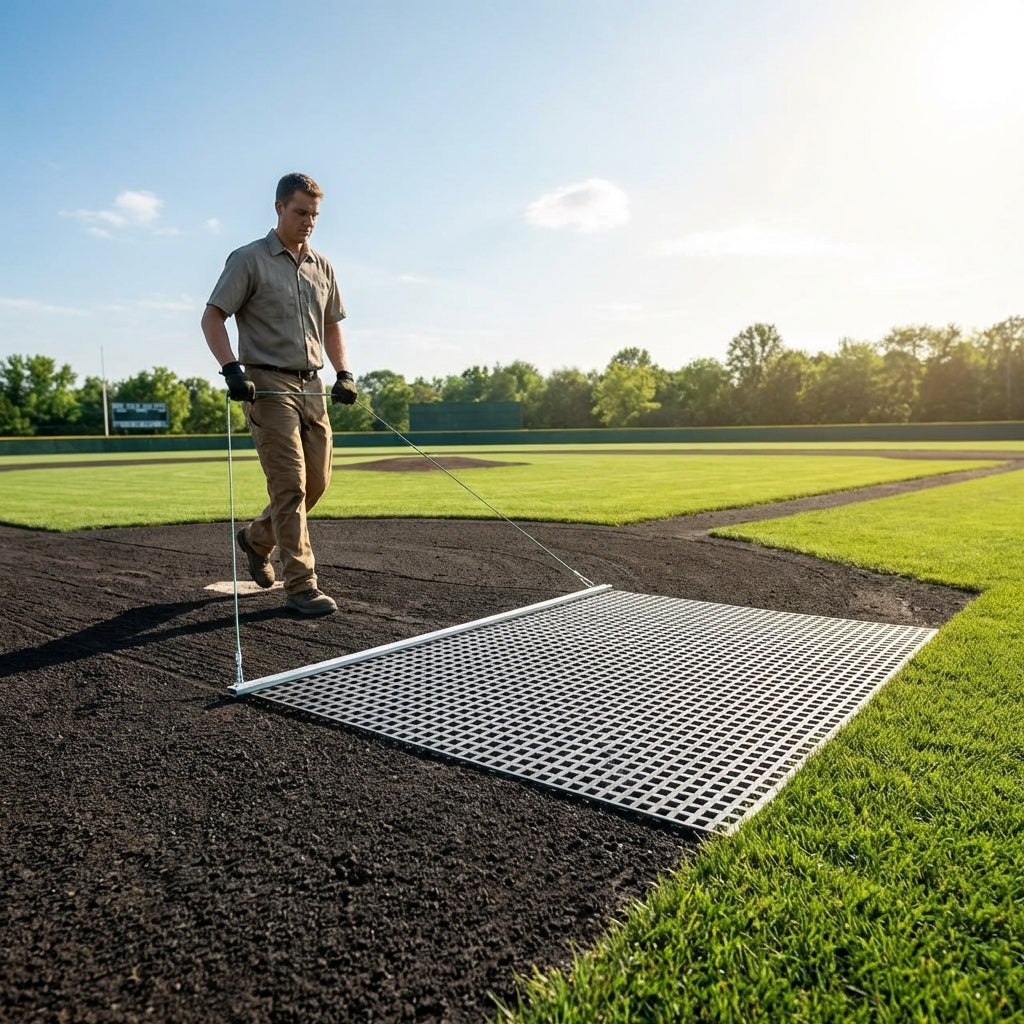 Aluminium Baseball Field Drag Mat, available in Standard and Heavy Duty styles