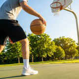 Basketball made of microfibre leather suitable for indoor and outdoor use