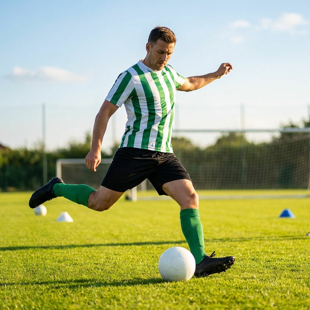 Men's Striped Football Shirt for Matches, Polyester
