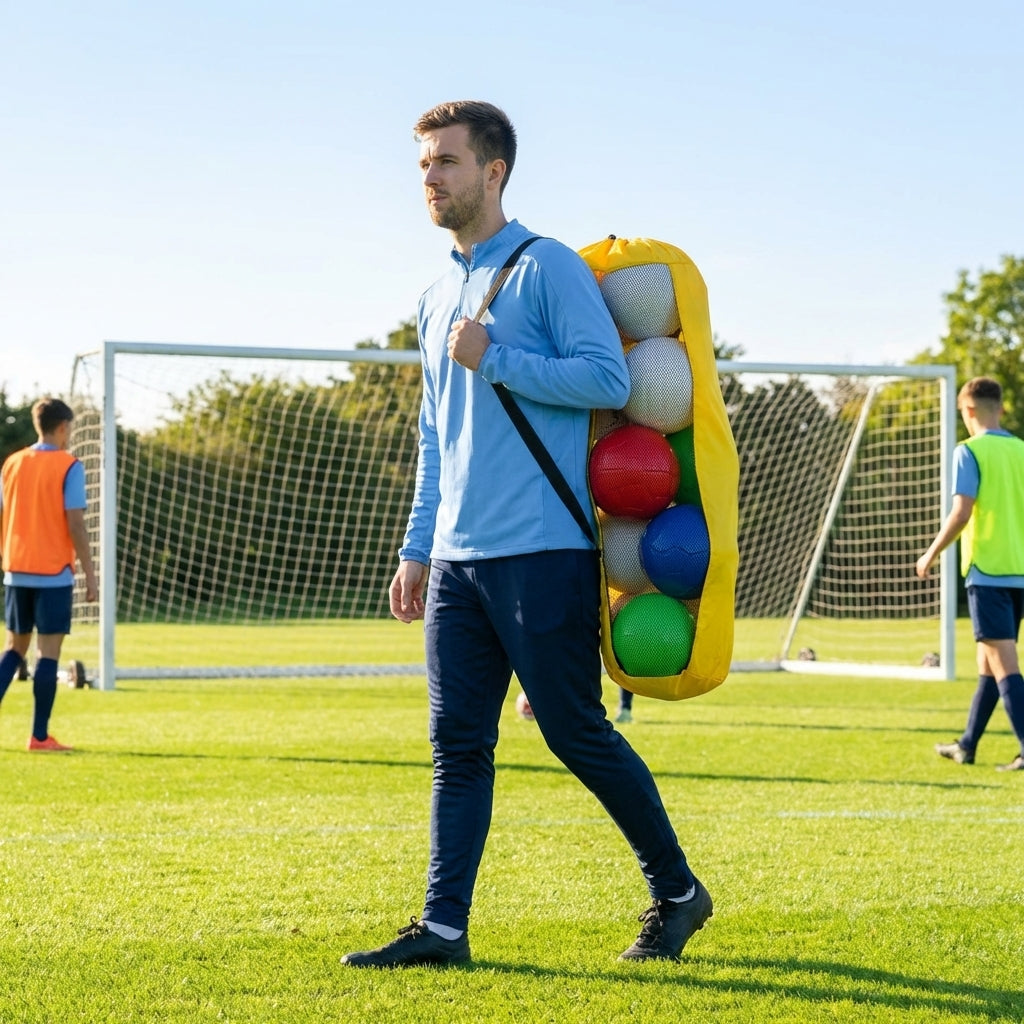 Football Tube Ball Bag in nylon and mesh for training and match use