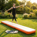 Inflatable gymnastics mat available in various sizes, made from durable PVC
