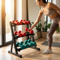 Dumbbell tree rack for home and gym, steel and rubber construction