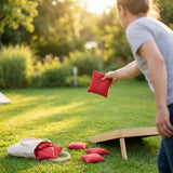 Vibrantly coloured bean bags made from drill-glazed cotton
