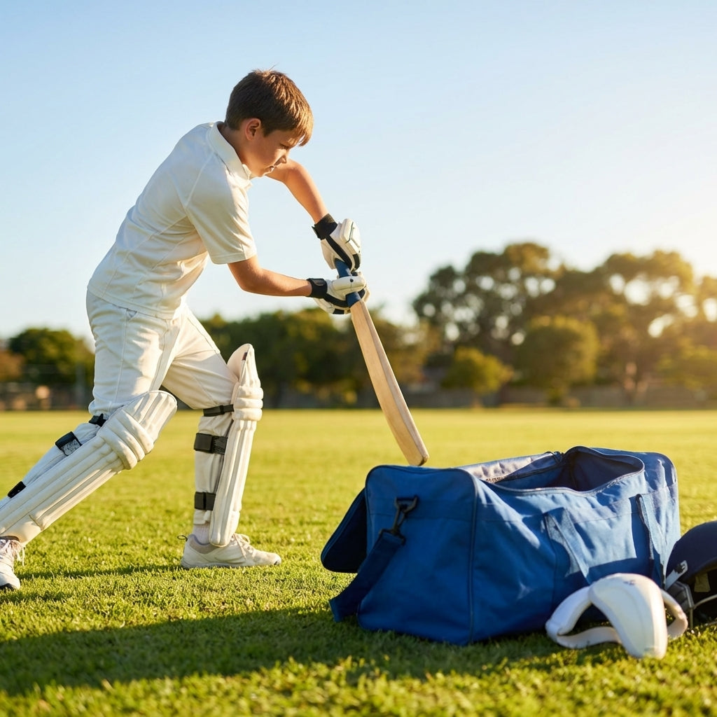Cricket Players Set with protective gear and bag