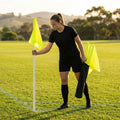 Football corner flag set with bright nylon flags and PVC poles