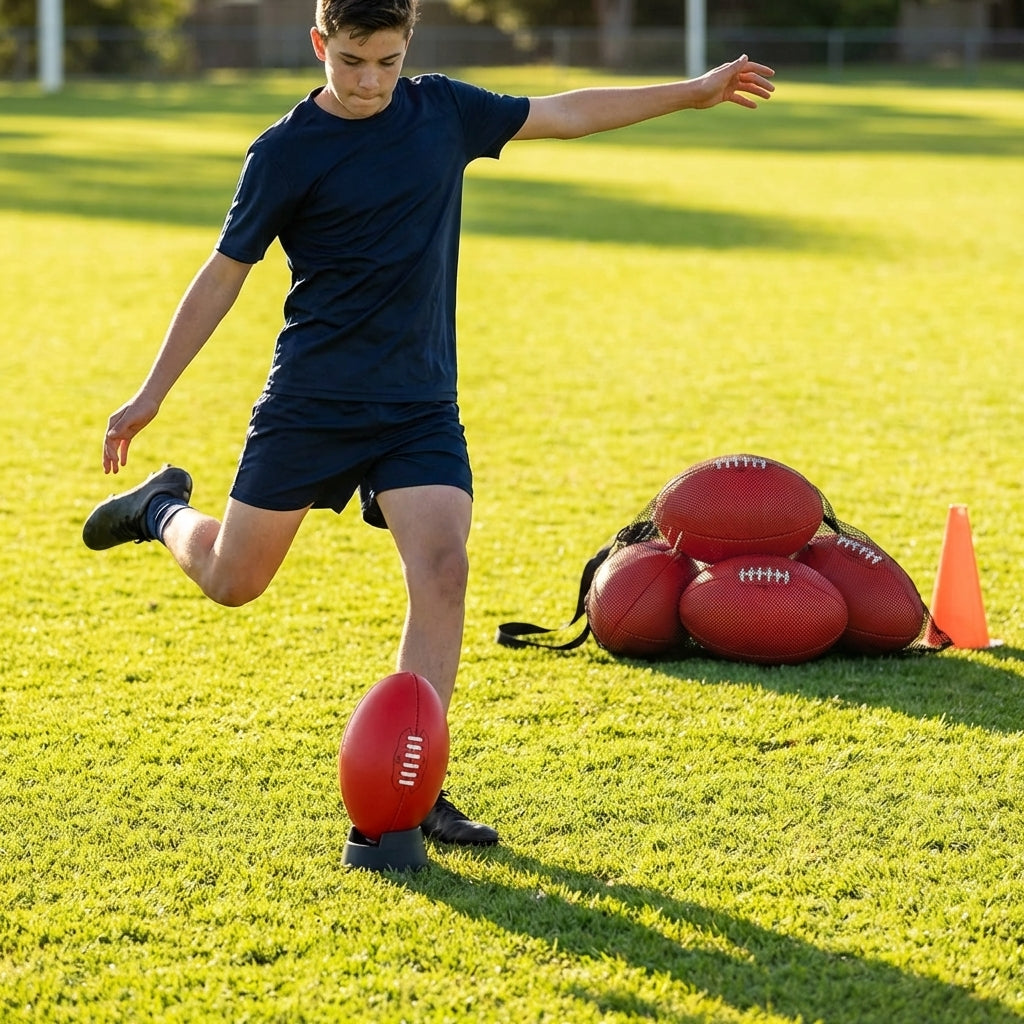 AFL training ball with rubber blend and multiplex grip