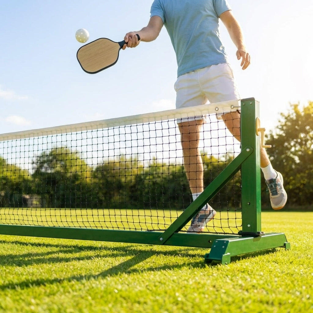 Freestanding aluminium pickleball posts with wheels