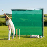 Green cricket net saver made from durable polyester mesh