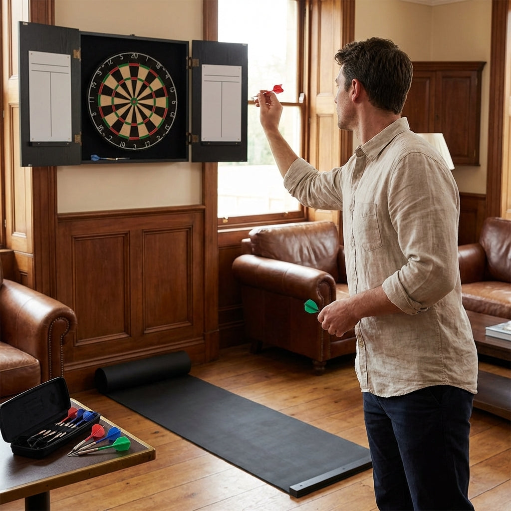 Wall Mounted Darts Bundle with Dartboard and Mat