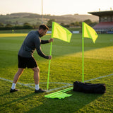 Football corner flag set with bright nylon flags and PVC poles
