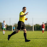 Black football referee shorts made from polyester for match officials