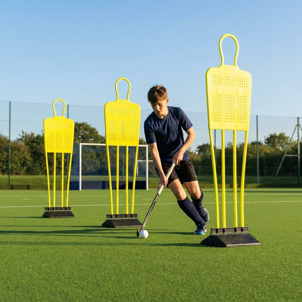 Field Hockey Mannequins with rubber base in fluorescent yellow