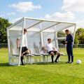 Heavy duty aluminium team shelter with moulded seats