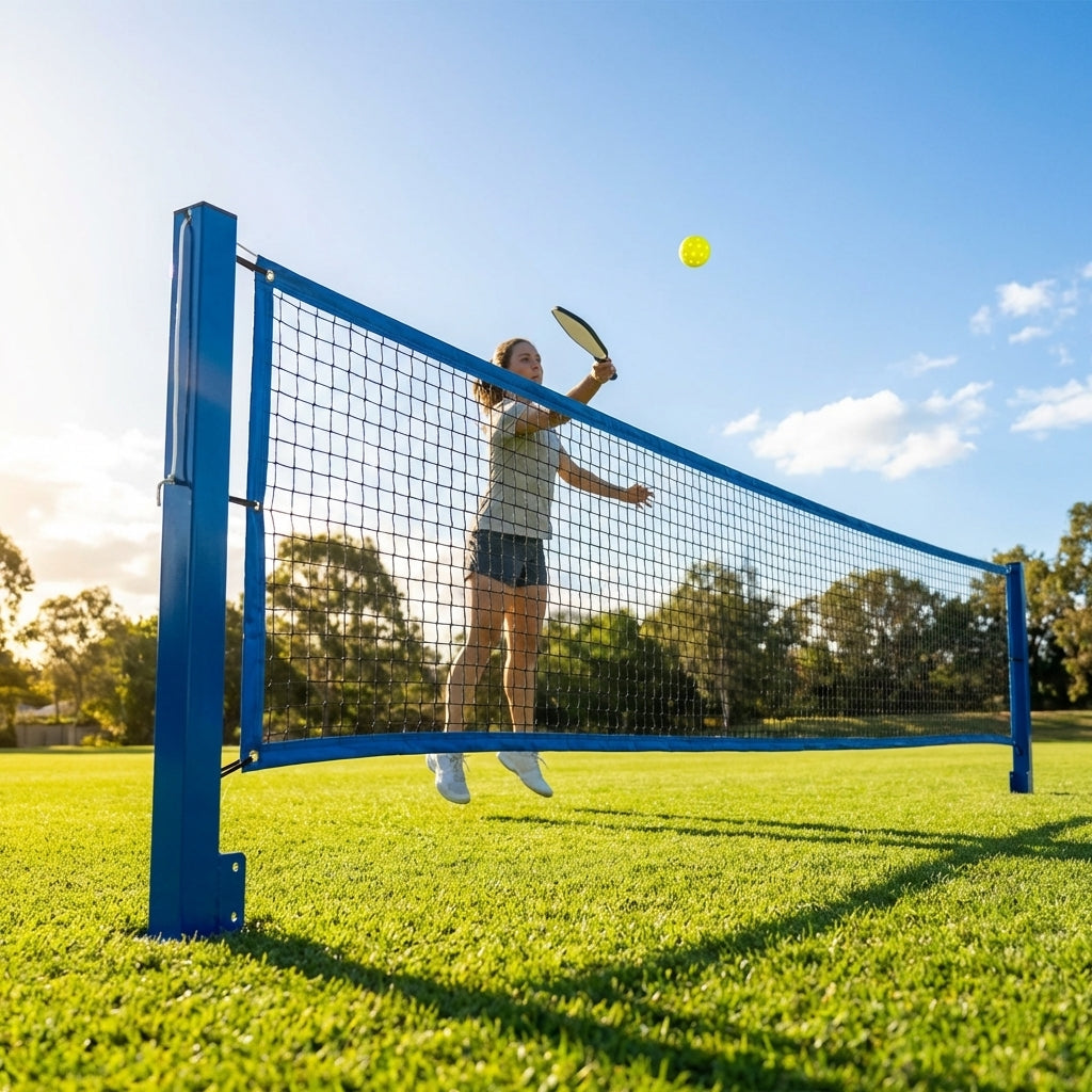 Pickleball post and net set for outdoor use