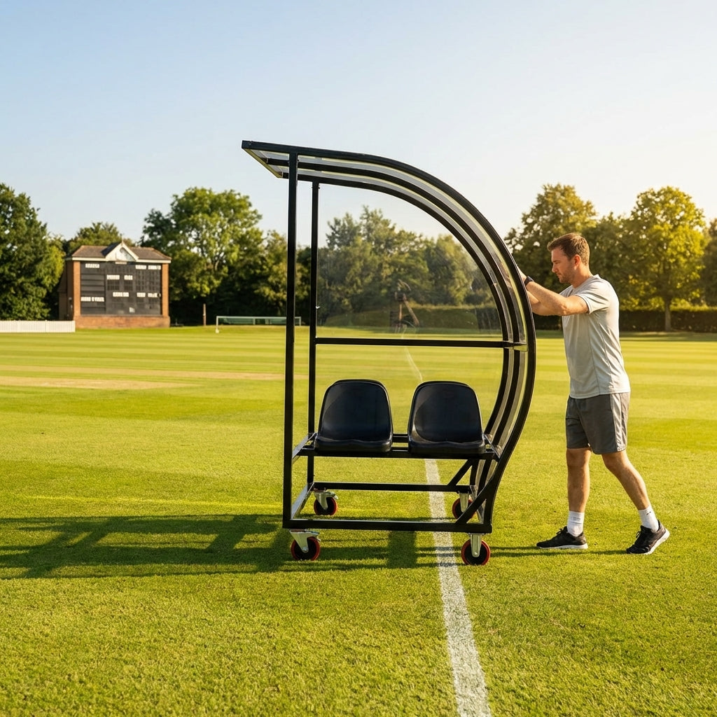 Sports team shelter with aluminium frame and multiple colour options