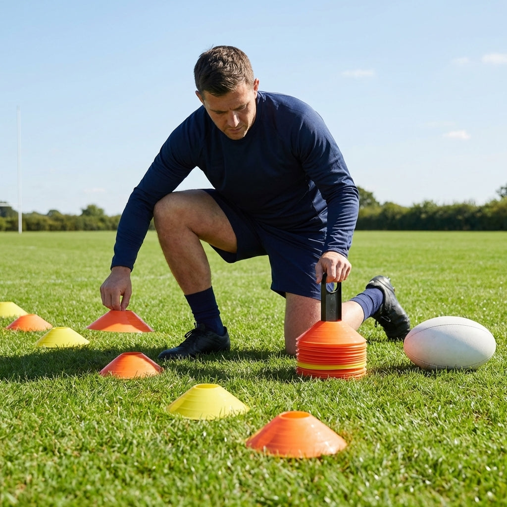 Rugby Training Marker Cones in multiple colours with cone stand
