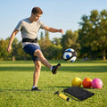 Football kick trainer with adjustable neoprene belt and training ball