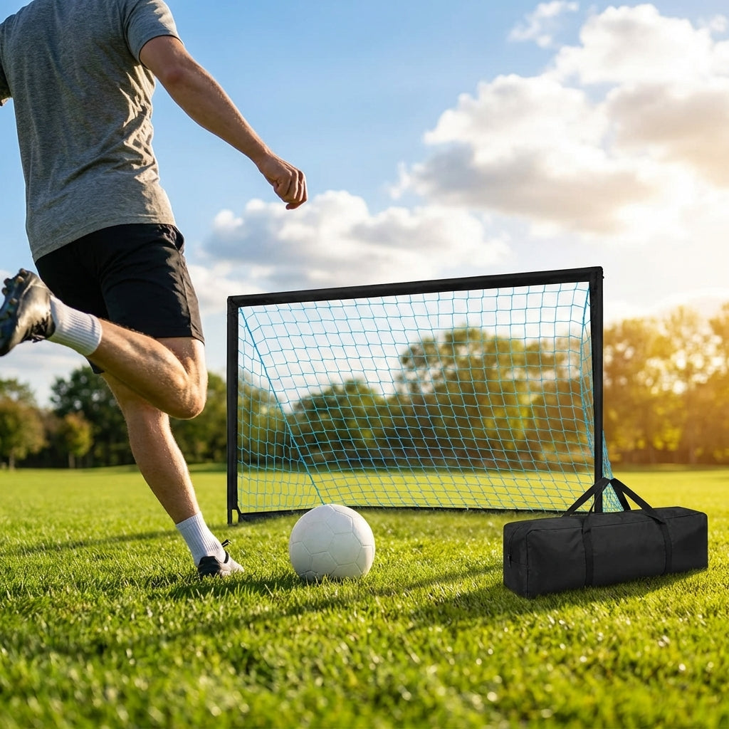 Beach football goal with fluorescent net and aluminium frame