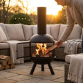 Outdoor Chiminea Fire Pit made of Black Powder-Coated Steel