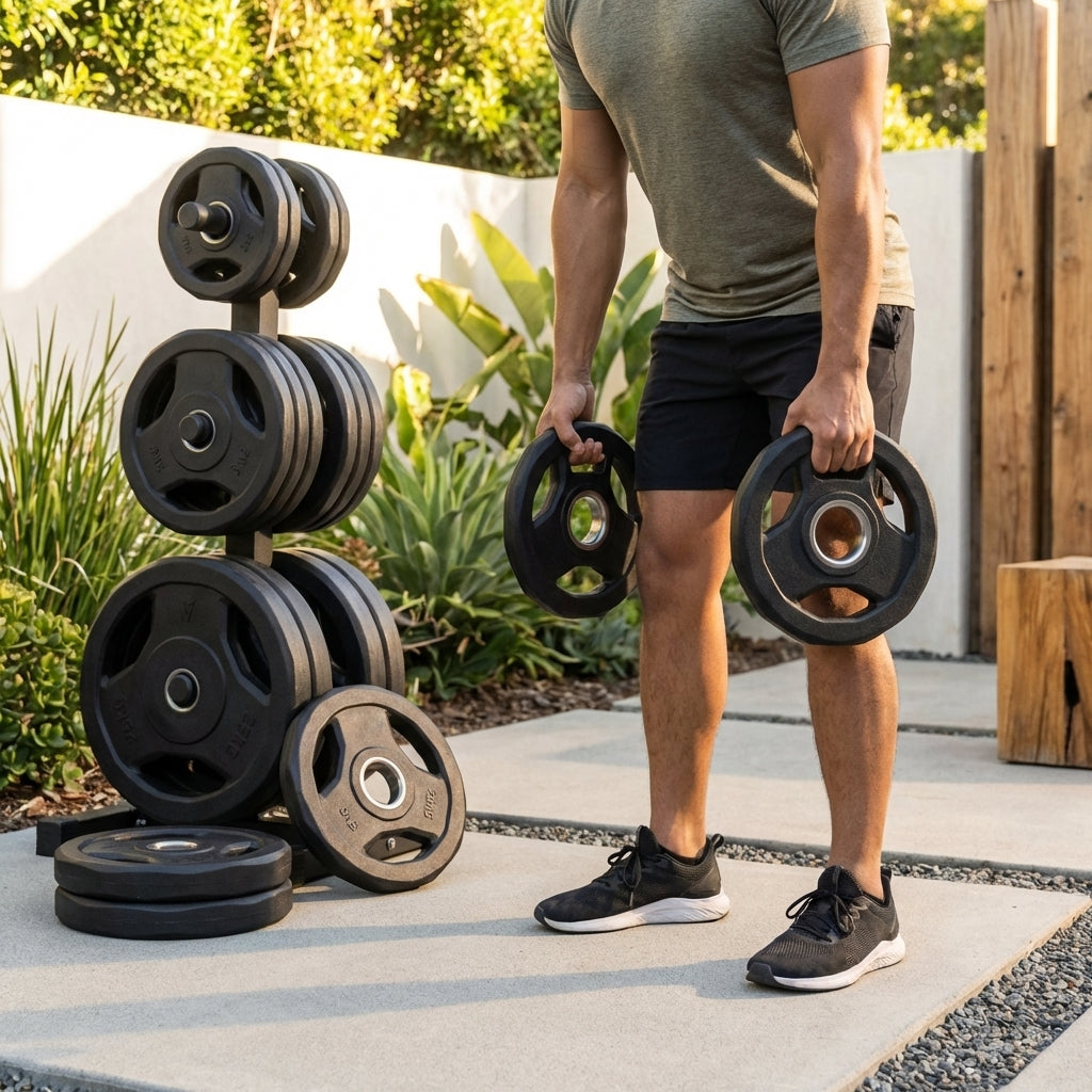 Olympic weight plates with PU coating, various weights